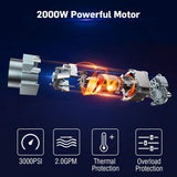 Goplus 3000PSI Electric High Pressure Washer, 2 GPM 2000W Portable Power Washer w/Deck Patio Cleaner & Nozzles (Blue)