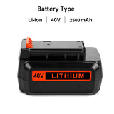 2 Pack 40 Volt MAX 2.5Ah LBXR36 Replacement Battery for Black&Decker LBX2040 LBXR36 LBX36 LBXR2036 40V Lithium Ion Batteries