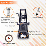 LINLUX Electric Pressure Washer, 2100 PSI 1.80 GPM, Professional Power Washer Cleaner with Adjustable Spray Nozzle, Extra Turbo Nozzle, Onboard Detergent Tank, Cleaning Brush