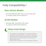 Lithium Roomba Replacement Battery For iRobot Roomba 980, 960, 890, 690, 614, 900, 800, 700, 600, 500 Series and Scooba 450, 4400mAh - UL&CE Certified Battery Pack