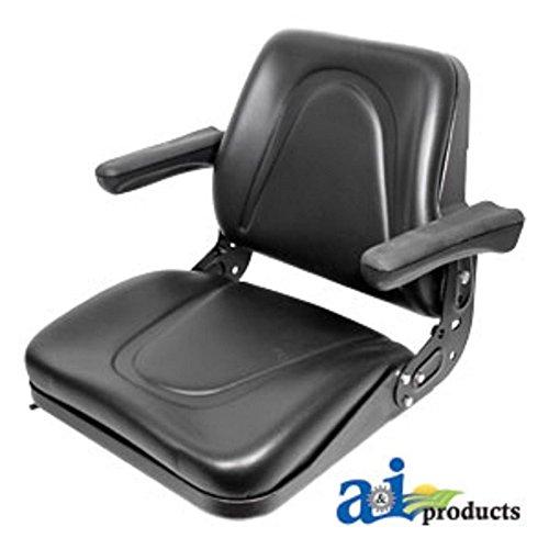 T500BL Seat, Universal w/Slide Track & Flip-Up Armrests, Black Vinyl Fits:Bobcat