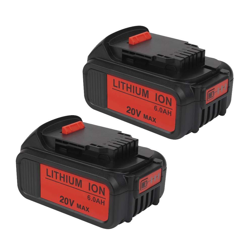 VANON 20V MAX 6.0Ah DCB200 Lithium Ion Replacement Battery Compatible with Dewalt 20V Battery DCB204 DCB205 DCB206 DCB205-2 DCB201 DCB203 DCB181 DCB180 20V DCD/DCF/DCG/DCS Series Tool, 2Pack