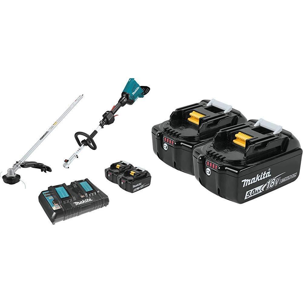 Makita XUX01M5PT 18V X2 (36V) LXT Lithium-Ion Brushless Cordless Couple Shaft Power Head Kit with additional BL1850B-2 18V LXT Lithium-Ion 5.0Ah Battery, 2/pk