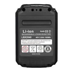 Dosctt 2 Pack 40 Volt 2.5Ah LBXR36 Battery for Black and Decker 40V Lithium Battery LBX36 LBXR2036 LBX2040 LBX1540 LBX2540