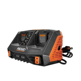 Ridgid AC840094 Gen5X Dual Port 18V Lithium Ion and NiCad Battery Charger with Pass-Through AC Ports and USB Charging (Batteries Not Included, Charger Only) (Renewed)