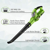 Best Partner 18V 130MPH Cordless Leaf Blower,Light-Weight,Single Speed,2.0 AH Battery Included