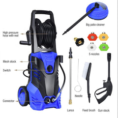 Goplus 3000PSI Electric High Pressure Washer, 2 GPM 2000W Portable Power Washer w/Deck Patio Cleaner & Nozzles (Blue)