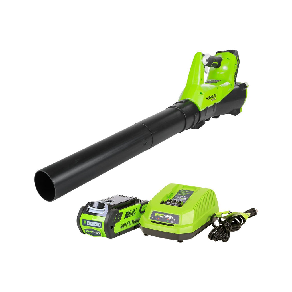 Greenworks BA40L210 40V 115 MPH-430 CFM Electric Leaf Blower, 2.0 Ah Battery