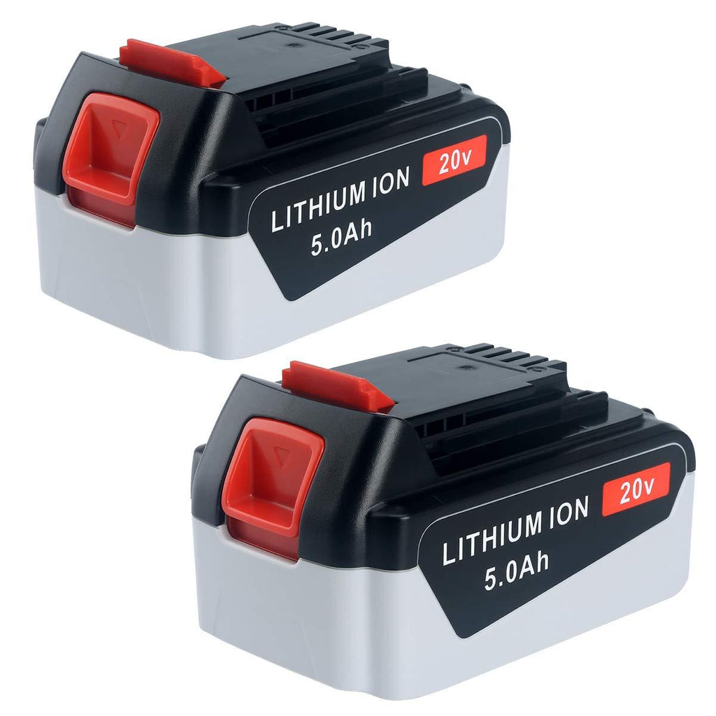 Biswaye 2Pack 5.0Ah 20V MAX Battery Replacement for Black & Decker 20-Volt Max Lithium Battery LBXR20 LBXR20-OPE LB20 LBX20 LBX4020 LB2X4020-OPE