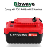 Biswaye 2Pack PCC685L 20V Max Lithium ion 5.0Ah battery Replacement for 20V Porter Cable Battery PCC680L PCC682L Porter Cable 20V Impact Driver Drill Tools Lithium Battery PCC685LP