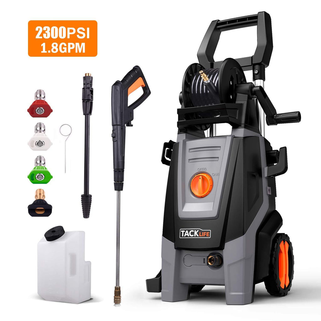 TACKLIFE Pressure Washer, 2300PSI 1.8 GPM, High EfficiencyPower, Electric Pressure Cleaner, Pure Copper Motor, 360 ° Easy to Remove Dirt, for Vehicle, Home, Garden, Barbecue