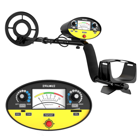 sakobs Metal Detector, Metal Detectors for Adults and Kids with Disc & Tone & Pinpoint Modes, High-Accuracy Outdoor Gold Digger with Waterproof Search Coil for Treasure Hunter, Shovel Included
