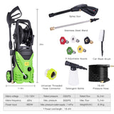 Homdox Electric High Pressure Washer 3000PSI 1.8GPM Power Pressure Washer Machine 1800W with Power Hose Gun Turbo Wand,5 Interchangeable Nozzles and Rolling Wheels